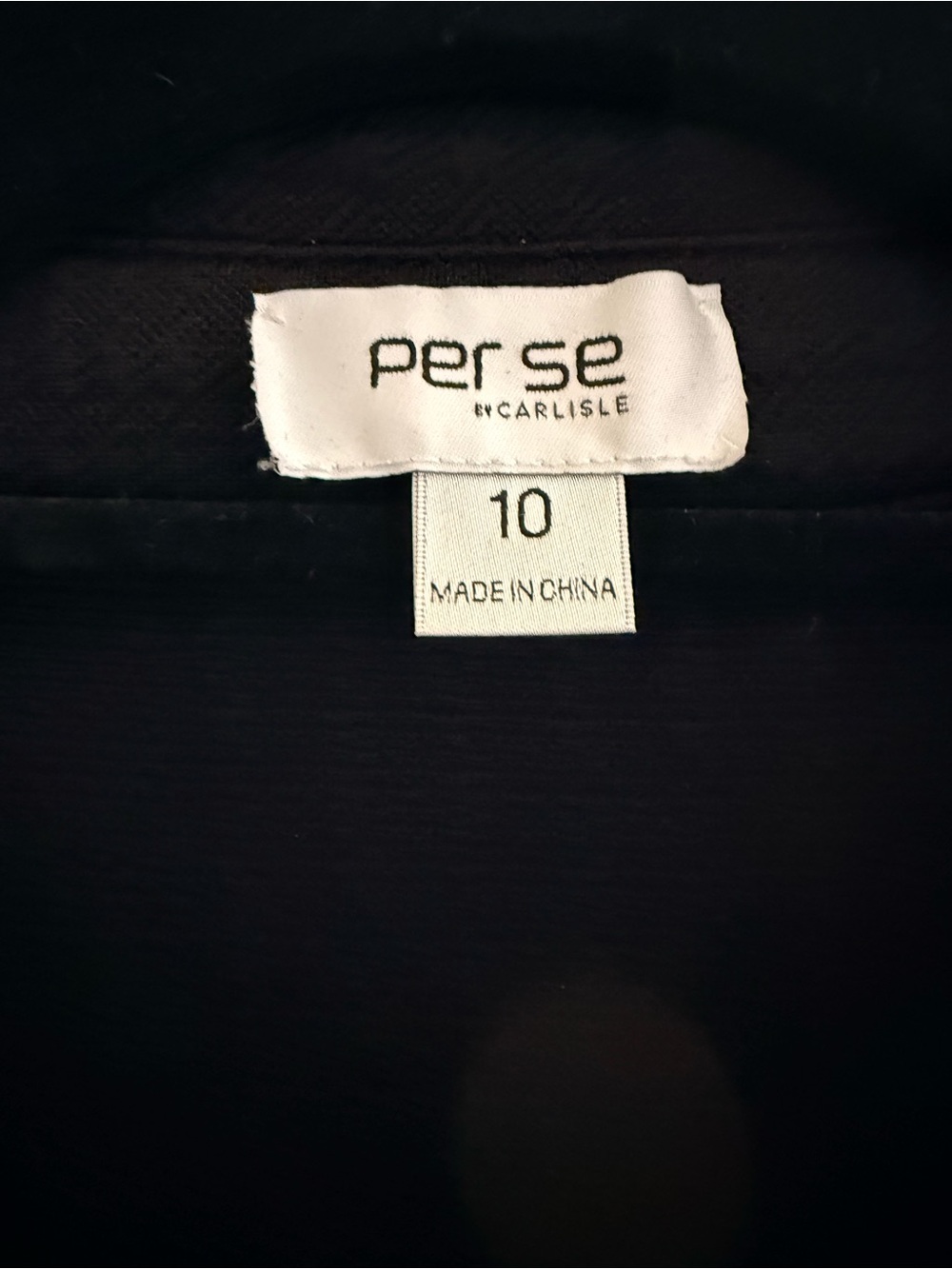 Per Se Black Textured Long Sleeve Shirt Dress with zipper side pockets - Picture 3 of 3